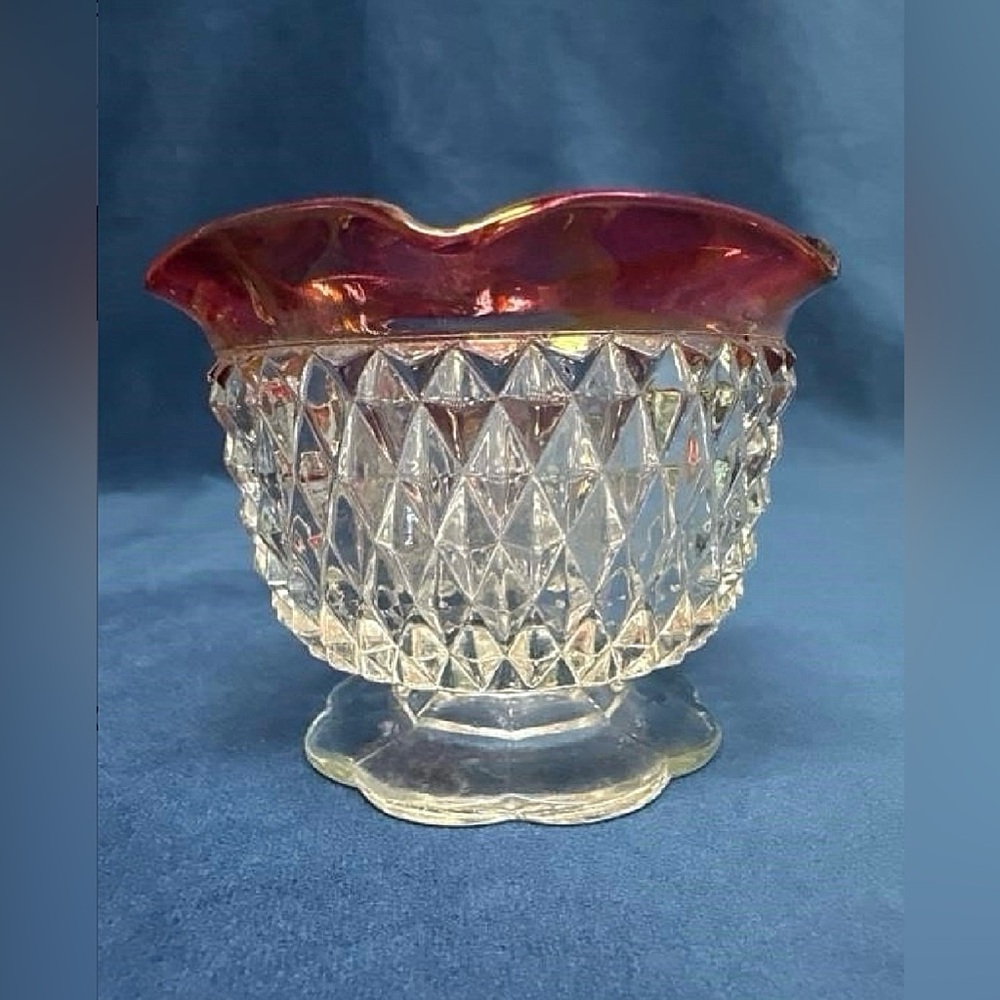 Vintage Indiana Glass Ruby Red Flash Diamond Point Glass Bowls